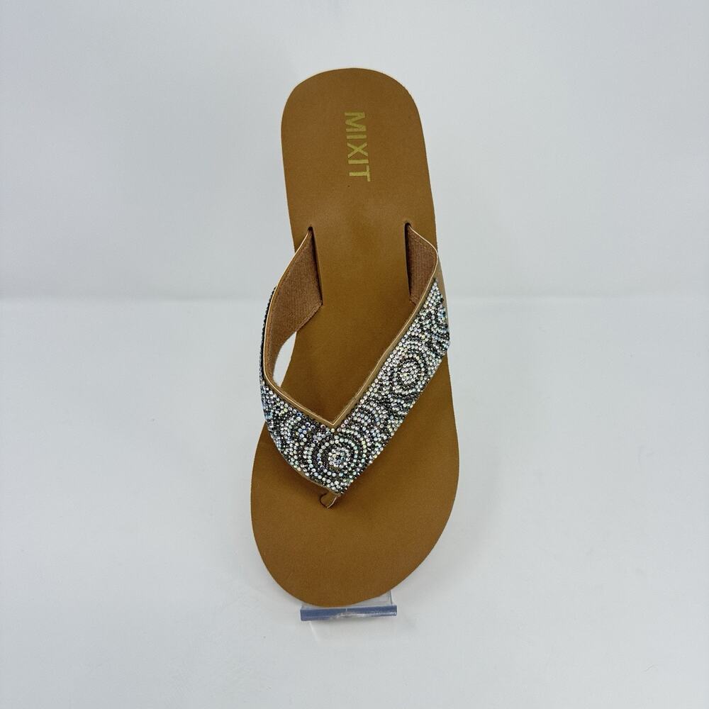 Mixit Pecan Praline Wedge Flip Flops Women's Size 9 Thong Sandals New